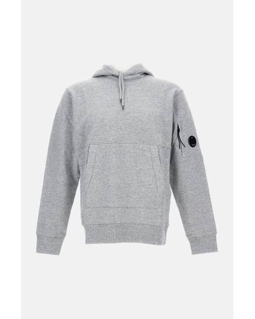 C P Company Gray Casual Hooded Sweatshirt With Front Pocket for men