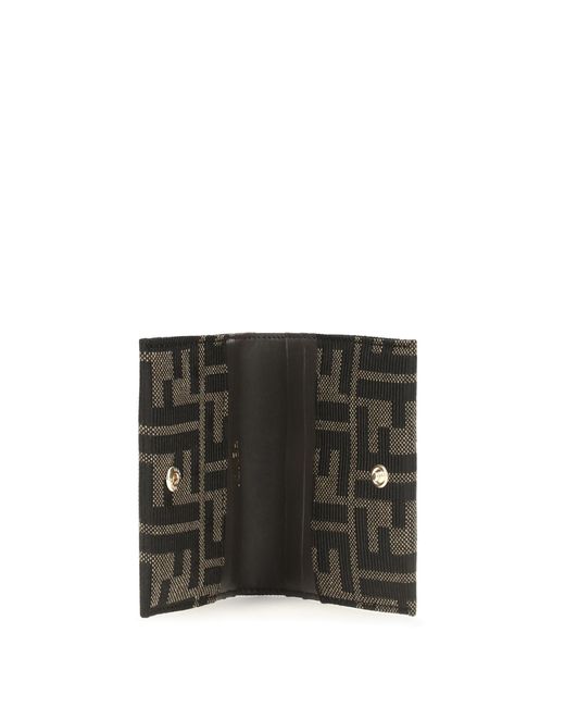 Fendi Gray Ff Jacquard Card Holder