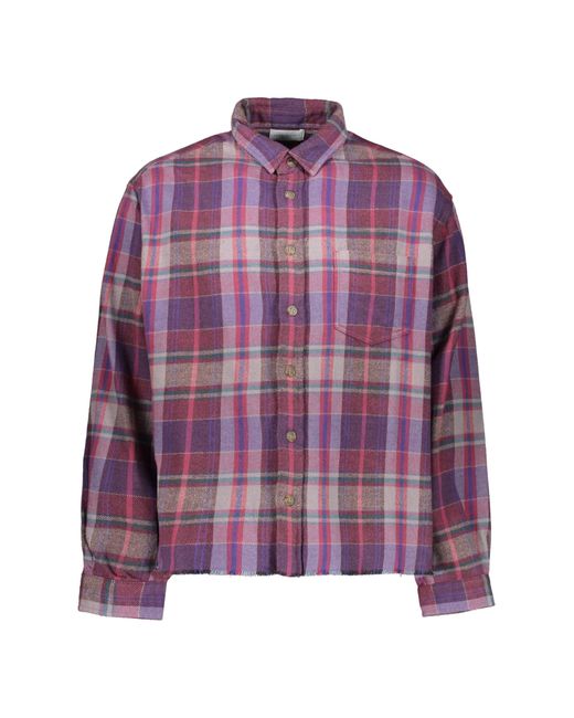 John Elliott Purple Checked Cotton Shirt for men