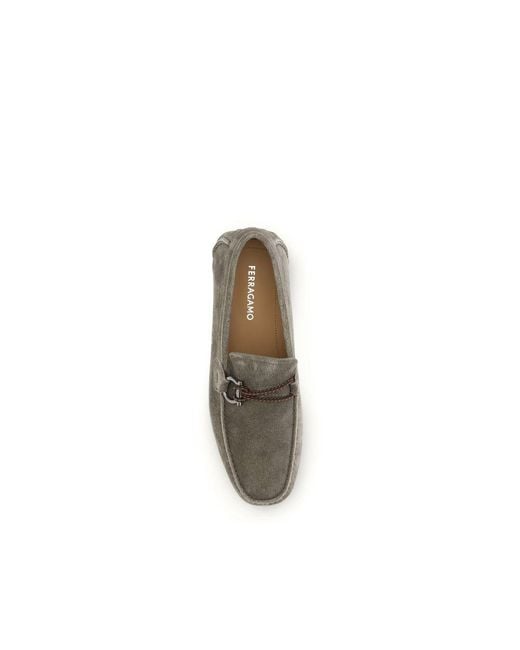 Ferragamo Green Gray Calf Leather Bos Taurus Slip for men