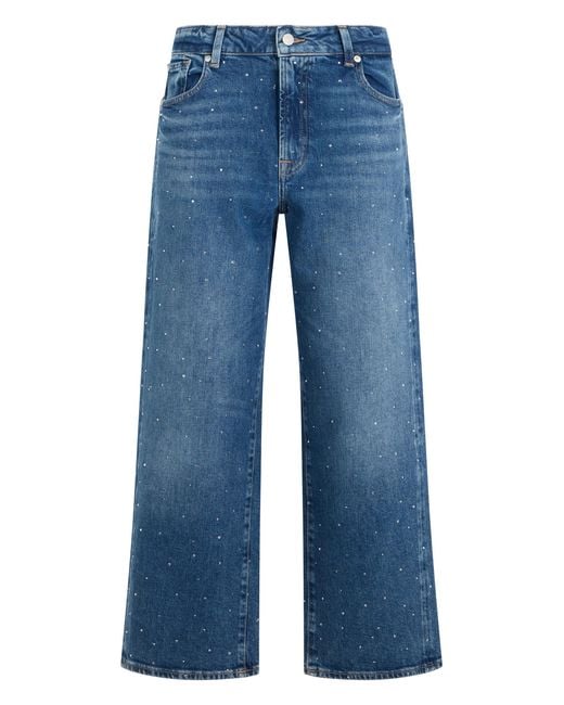 7 For All Mankind Blue Denim Jeans Cotton Straight-Leg