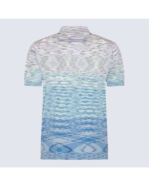 Missoni Blue Multicolour Cotton Polo Shirt for men