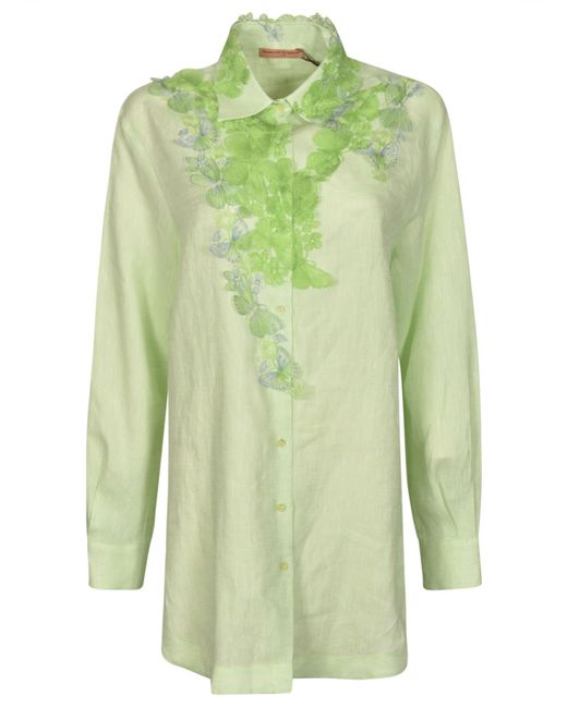 Ermanno Scervino Green Printed Long Shirt