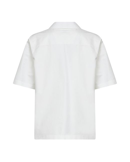 Bottega Veneta White Chalk Cotton Poplin Bowling Shirt for men