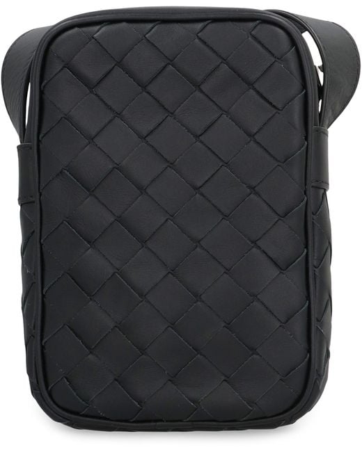 Bottega Veneta Black Intrecciato Zipped Phone Pouch for men