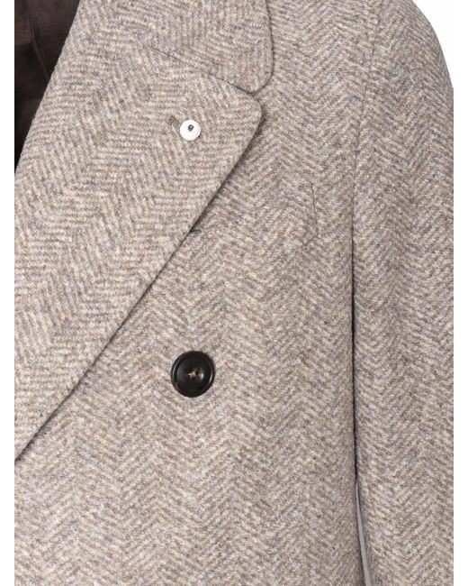 L.B.M.  Double breasted Coat in Gray for Men   Lyst