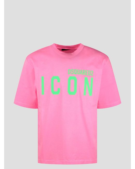 DSquared² Pink Icon Blur Loose Fit T-Shirt for men