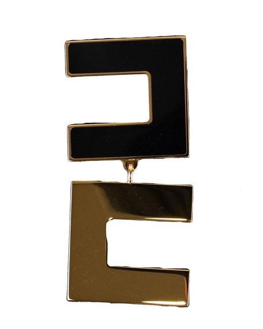 Elisabetta Franchi Black Earrings With/ Enamelled Logo