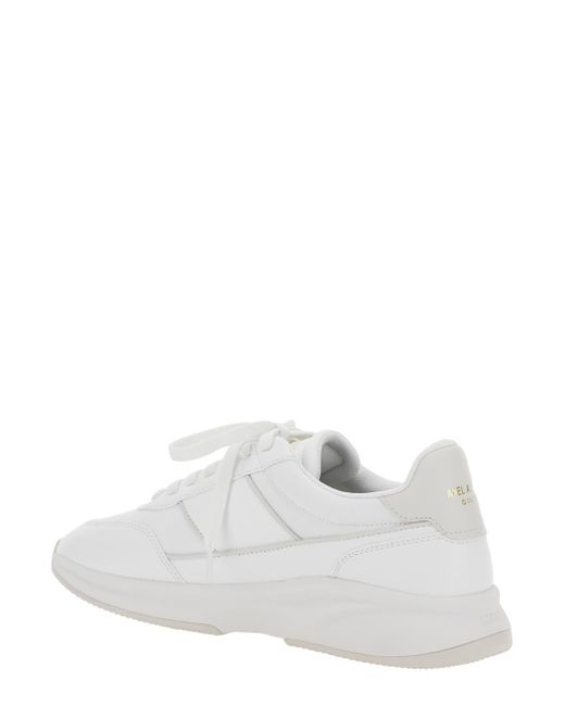 Axel Arigato White 'Genesis Neo Runner' Low Top Sneakers With Logo Lettering On Tongue And Heel for men