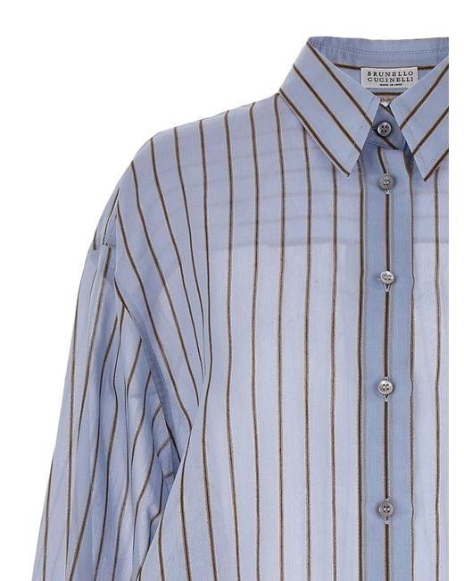 Brunello Cucinelli Blue Striped Shirt Shirt