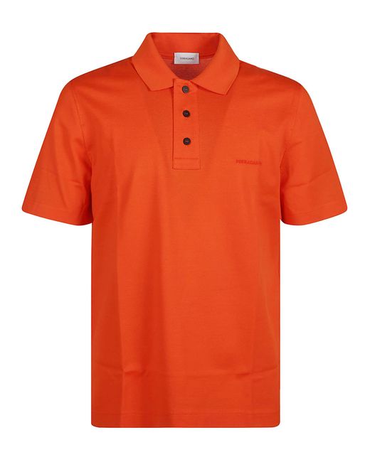 Ferragamo Orange Buttoned Polo Shirt for men