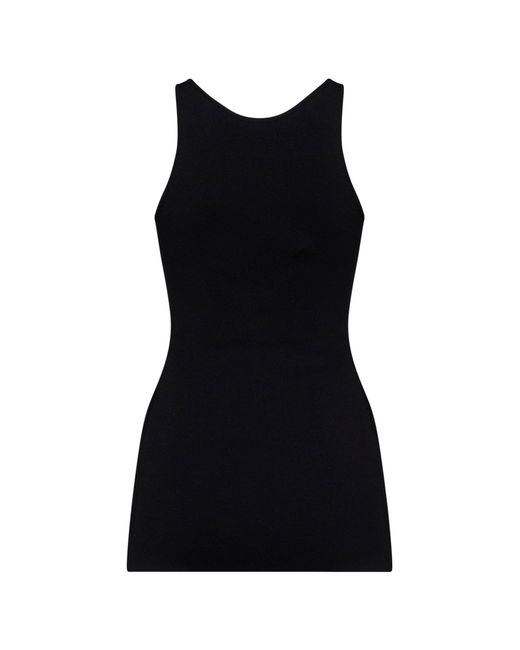 Totême Black Tank Top Compact Knit Viscose