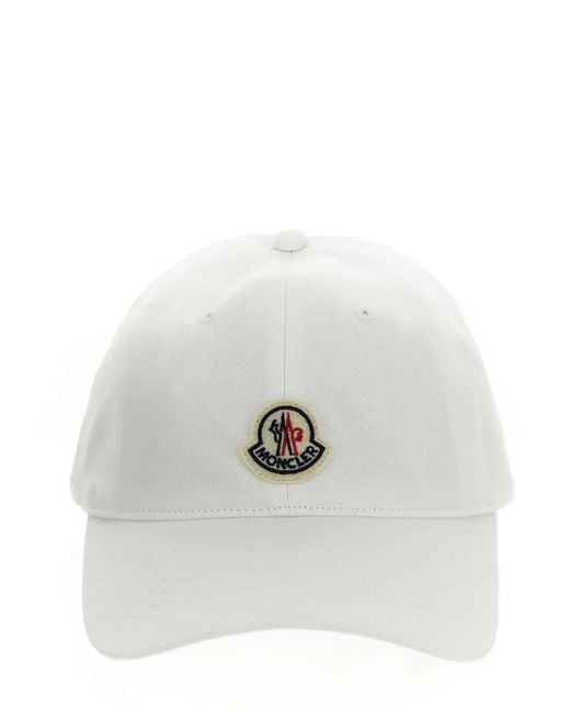 Moncler White Cotton Baseball Hat for men