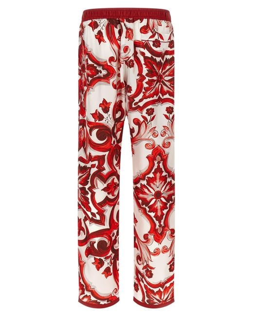 Dolce & Gabbana Red Silk Casual Pants for men