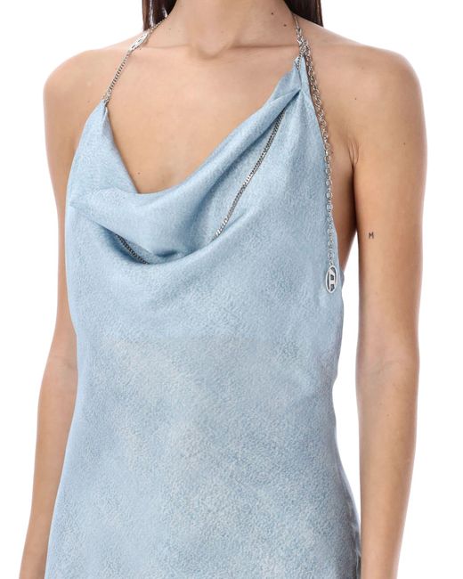 DIESEL Blue D-Glass Slip Mini Dress
