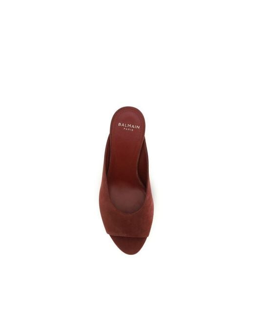 Balmain Red Bordeaux Goatskin Mules