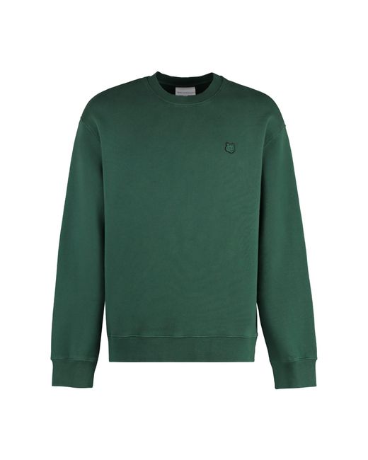 Maison Kitsuné Green Cotton Crew-Neck Sweatshirt for men