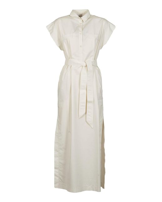 8pm White Belted Capped Sleeve Dress