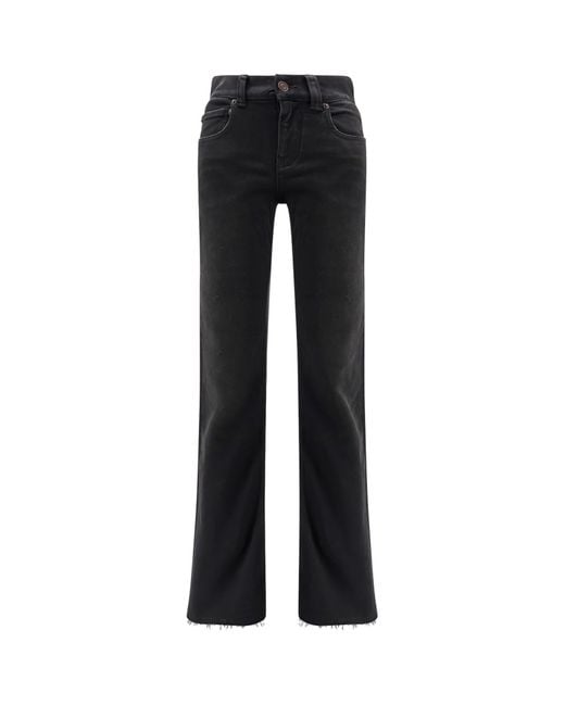 Balenciaga Black Denim Trousers With Frayed Edges