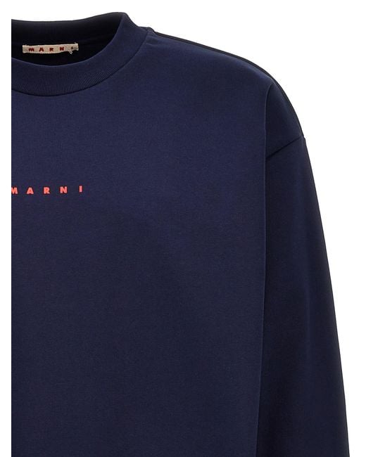 Marni Blue Logo Print Sweatshirt for men