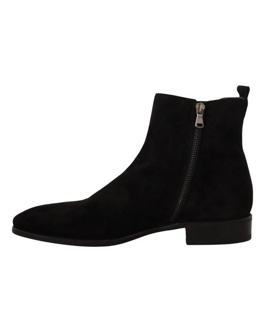 Dolce & Gabbana Black Suede Leather Chelsea Boots Shoes for men