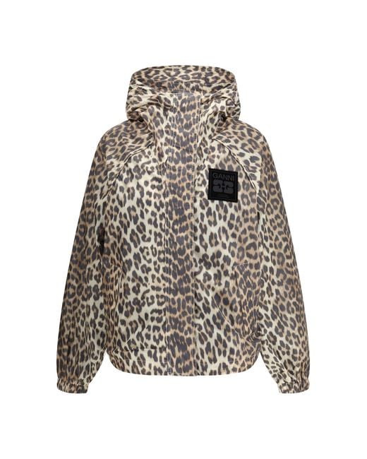 Ganni White Leopard Raincoat Jacket