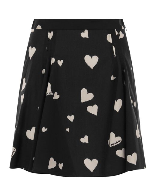 Marni Black Skirt With Heart Motif