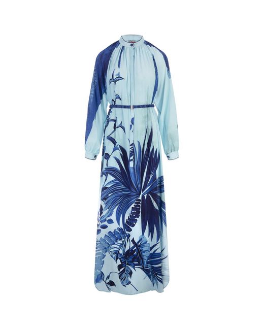 F.R.S For Restless Sleepers Blue Flowers Arione Long Dress
