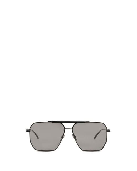 Bottega Veneta Gray Square Sunglasses- Metal