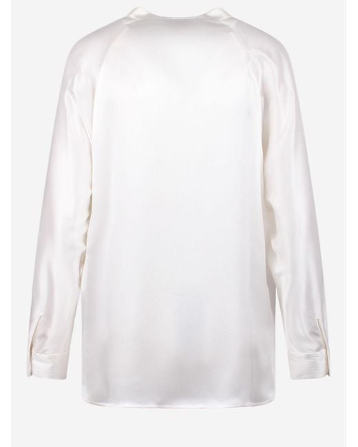 Vince White Silk V-Neck Shirt