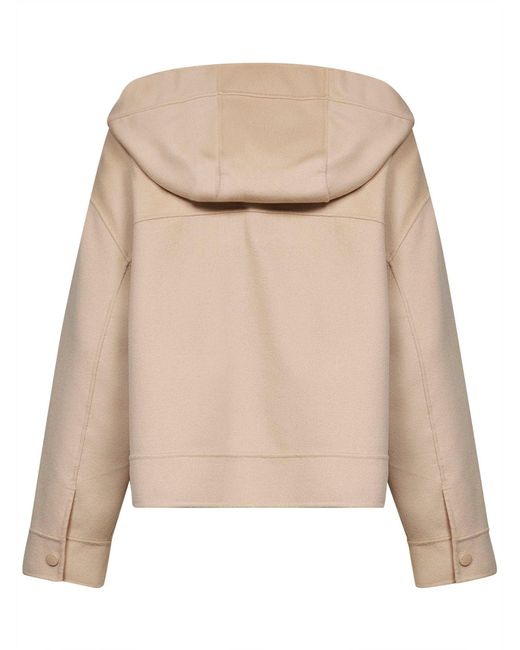 Weekend by Maxmara Natural Hooded Jacket Double Wool Virgin Bomber