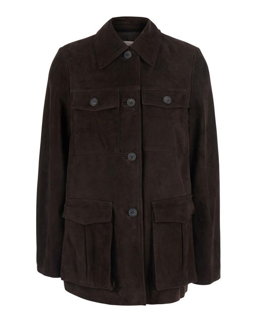 Semicouture Black Jacket Penny Suede Viscose And Polyester Coat