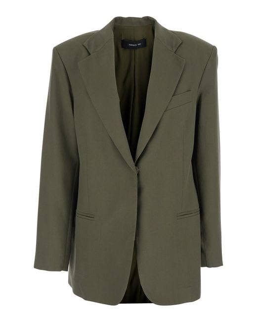 FEDERICA TOSI Green Single-Breasted Jacket With Notched Revers