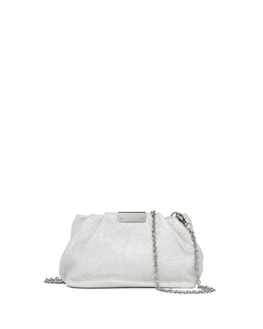 Gianni Chiarini White Glitter Pearl Clutch Bag With Curled Effect