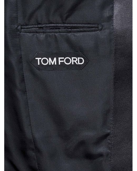 Tom Ford Black Suit With Satin Peak Lapel for men