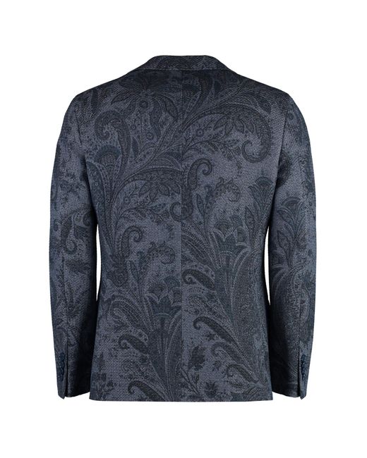Etro Blue Single-breasted Two-button Jacket for men