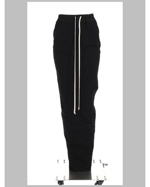 Rick Owens Black Pull On Pillar Skirt Cotton