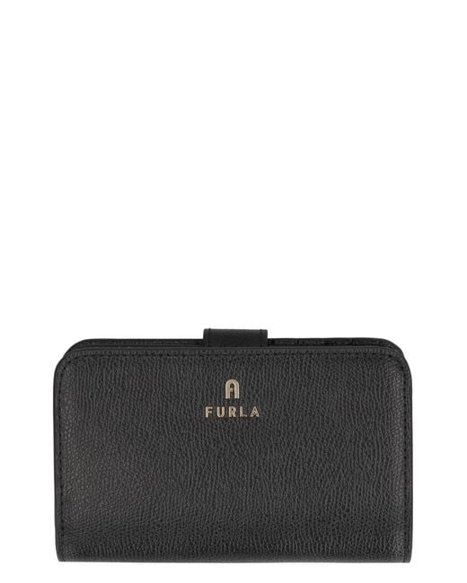 Furla Black Leather Wallet Camelia & Purses
