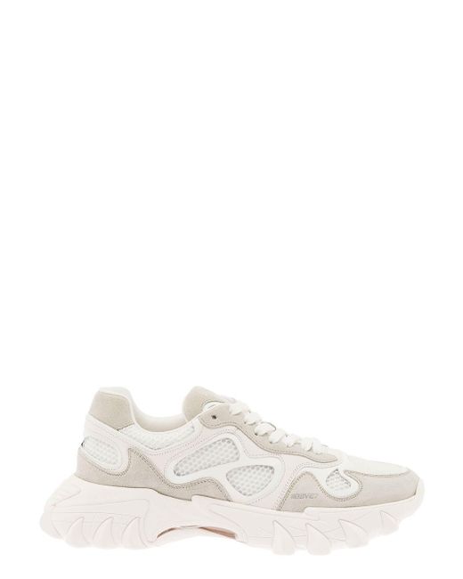 Balmain White 'B-East' Trainers With Mesh And Suede Inserts for men