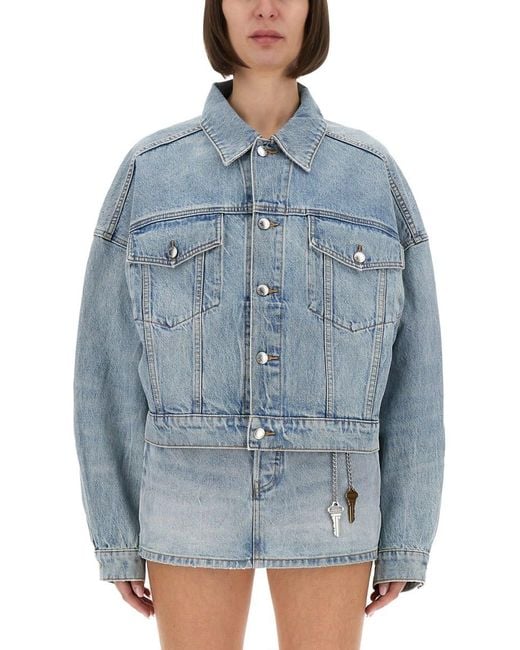 Alexander Wang Blue Boxy Fit Denim Trucker Jacket