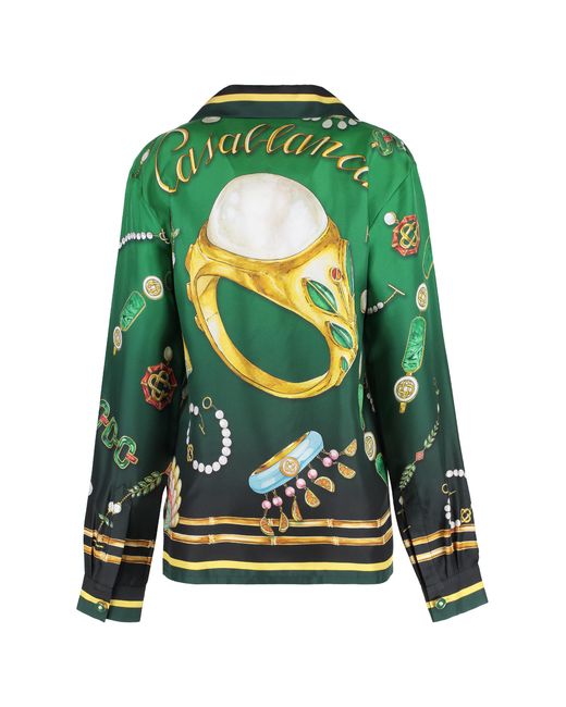 Casablanca Green Printed Silk Shirt