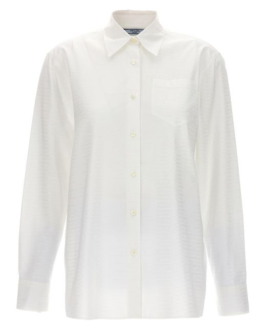 Prada White Jacquard Logo Shirt