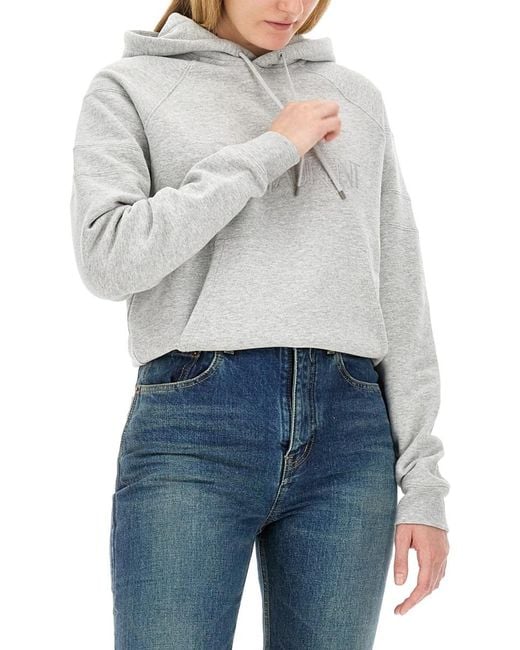Saint Laurent Gray Cotton Hoodie Sweatshirts