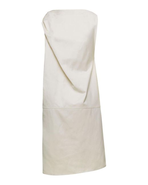 Totême  White Mini Dress With Gathering On Shoulder