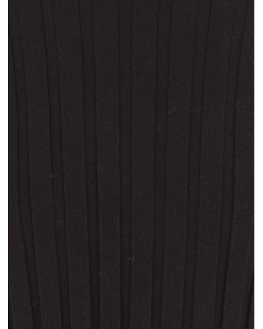 Allude Black Wool High-Neck Ribbed Sweater