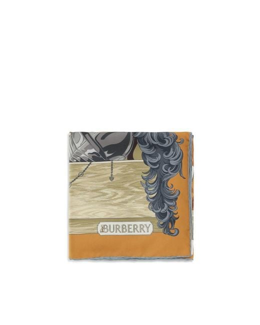 Burberry Blue Multicolor Silk Scarf for men