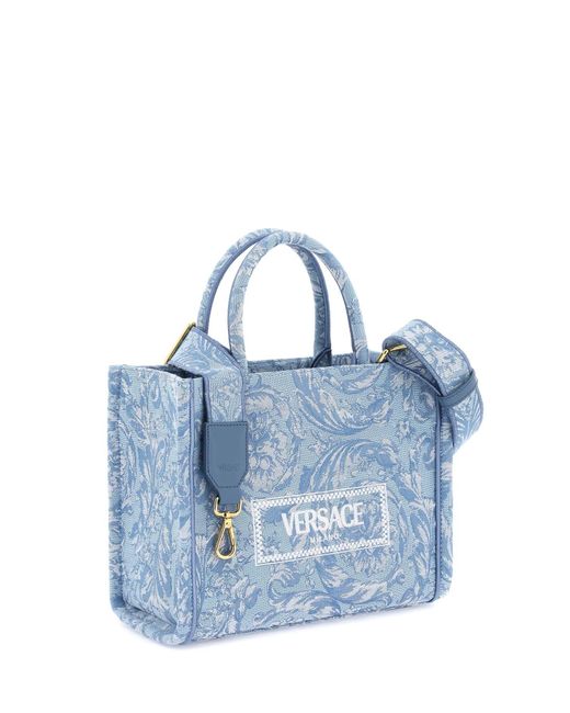 Versace Blue Athena Barocco Small Tote Bag