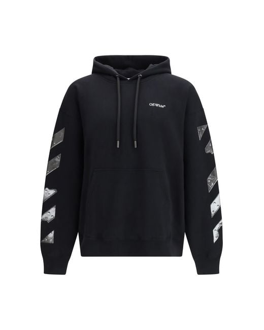 Off-White c/o Virgil Abloh Blue Metal Arrow Skate Hoodie Cotton Sweatshirts for men