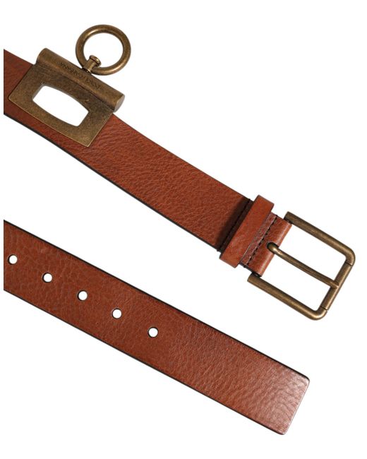Dolce & Gabbana Brown Classic Leather Buckle Belt for men