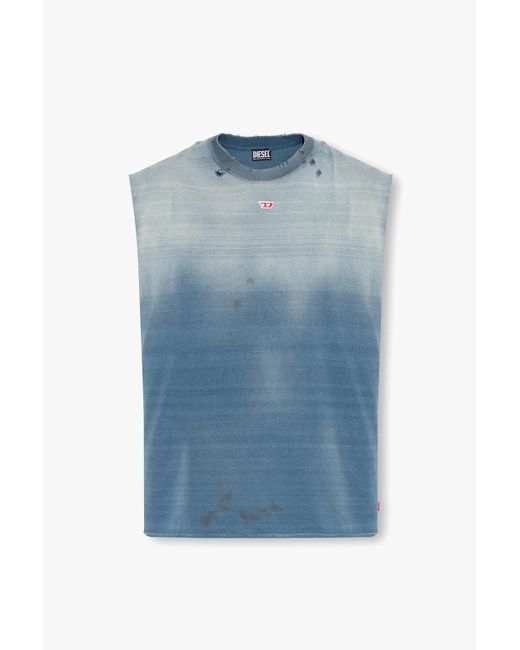DIESEL Blue K-addis Vest With Vintage Effect for men